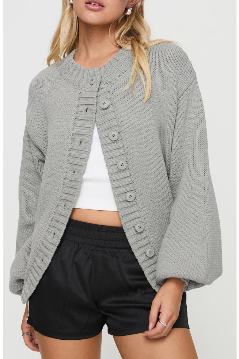 Edern Blouson Cotton Blend Cardigan, Main, color, GREY
