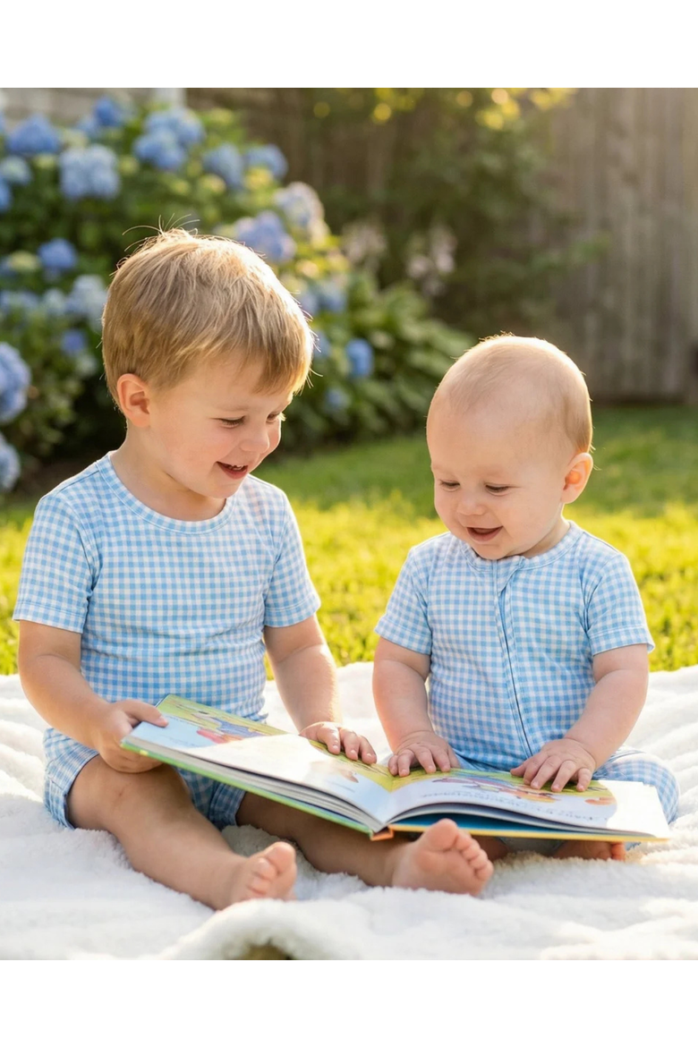 Short Sleeve and Shorts Buttery Soft Sleeper, Alternate, color, Harbor Gingham