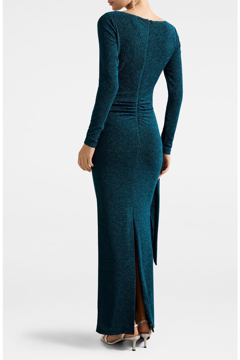 Eden Metallic Side Tie Gown, Alternate, color, BLUE