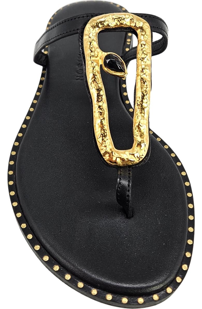 Madison Maison Leather Flat Hammered Link Sandal, Alternate, color, Black