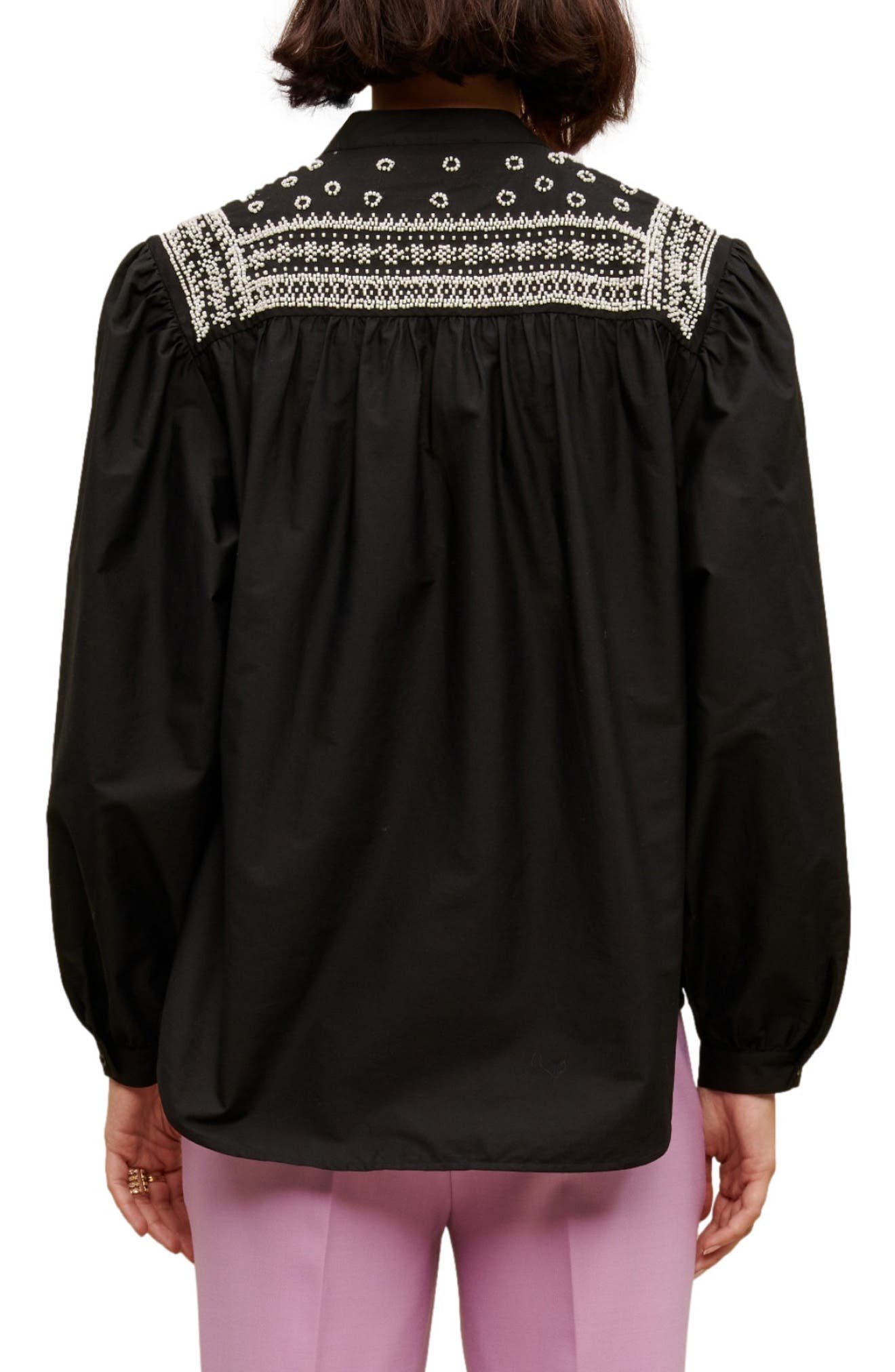 Cever Beaded Cotton Button-Up Shirt - image 2