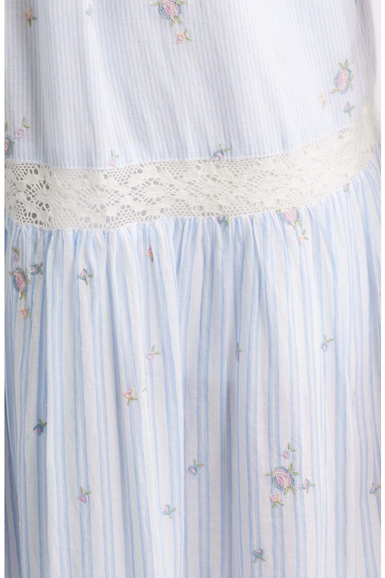 Story Floral Mixed Stripe Cotton Maxi Dress, Alternate, color, SKY MIST