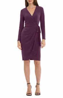 Maggy London Matte Jersey Long Sleeve Wrap Dress