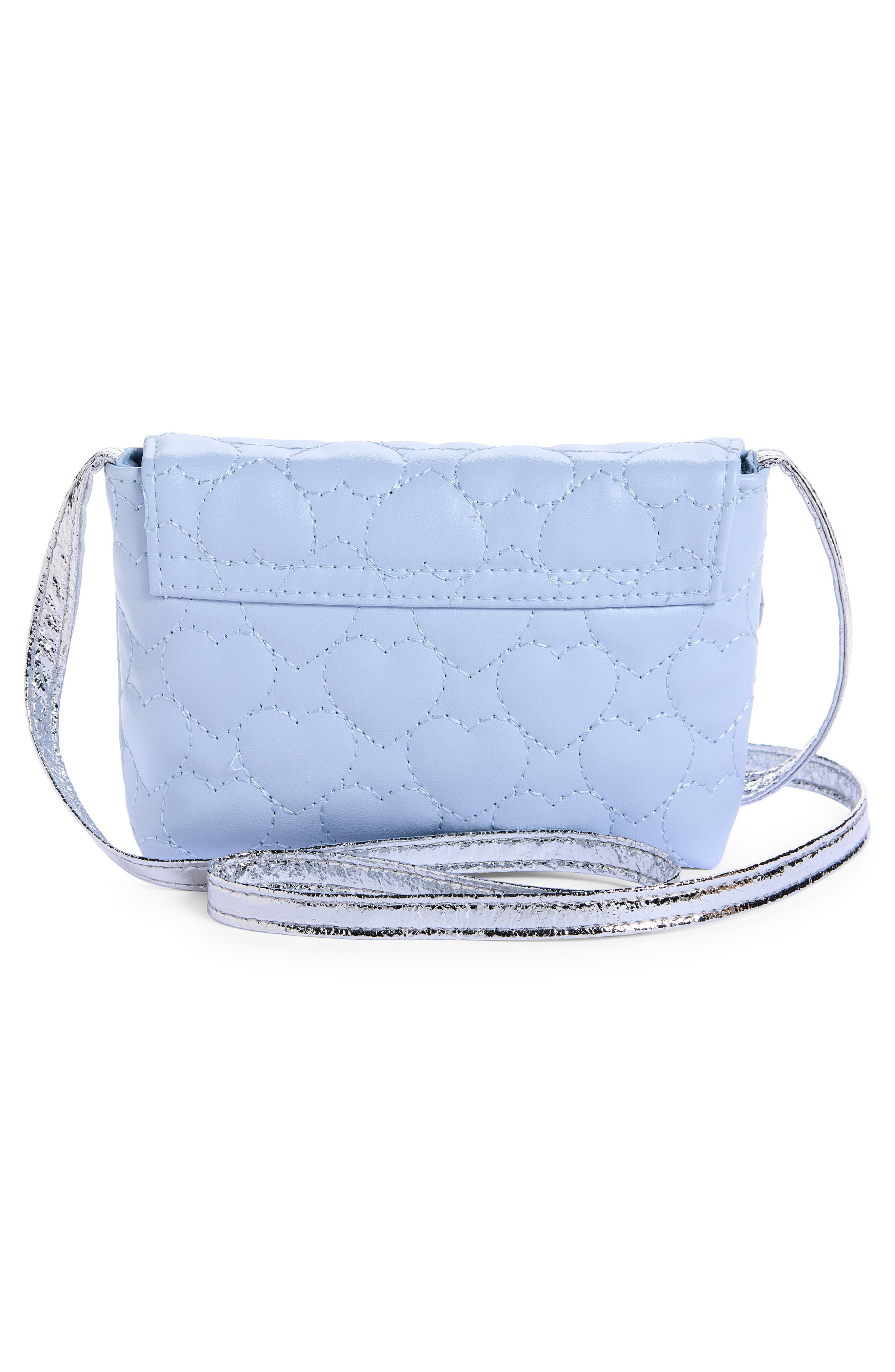 Kids' Quilted Heart Faux Leather Handbag, Alternate, color, LIGHT BLUE