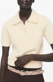 MANGO Faux Fur-Effect Polo Sweater