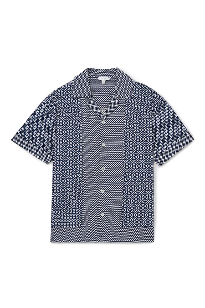 Matisse Geometric Jacquard Knit Camp Shirt, Alternate, color, NAVY/ WHITE