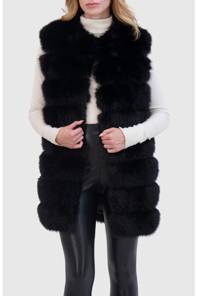 Fur-Free Fox (Faux Fur) Vest, Main, color, BLACK