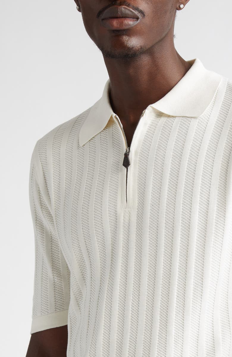 ISAIA Silk Rib Polo, Alternate, color, Open White
