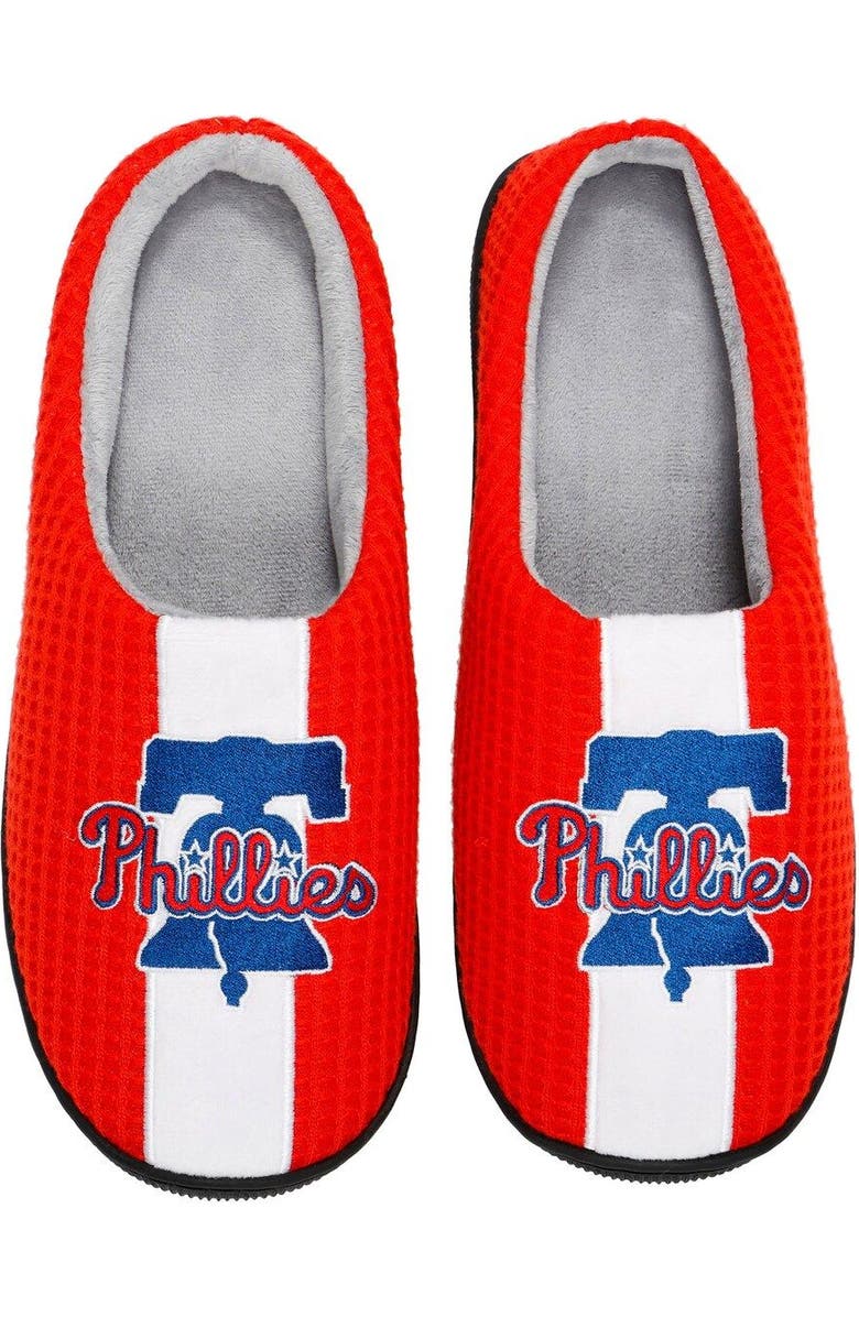 FOCO Men's FOCO Red Philadelphia Phillies Team Stripe Memory Foam Slide Slippers, Main, color,