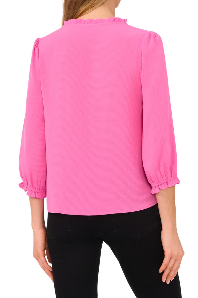 Ruffle V-Neck Blouse, Alternate, color, FREEISA PINK