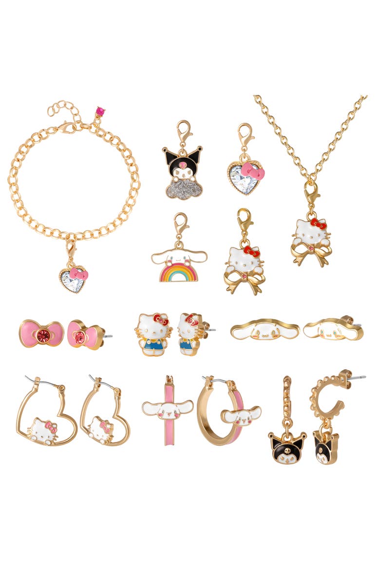 Advent Calendar 12-Piece Jewelry Set with Earrings, Charms, and Bracelets, Alternate, color, Multicolor
