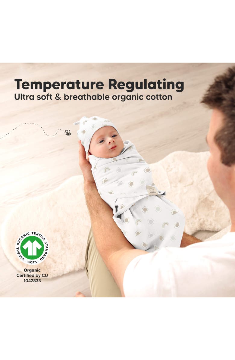 KeaBabies 3-Pack Soothe Swaddle Wraps with Knot Hats, Alternate, color, Shifts