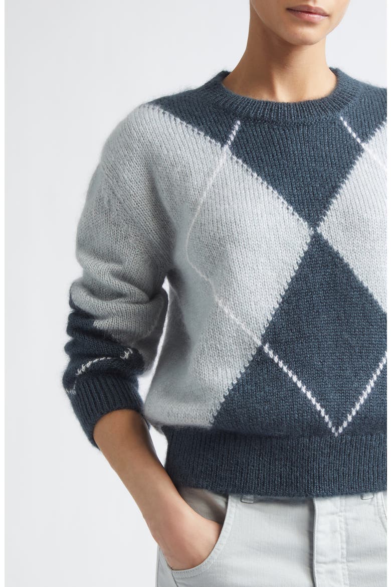 Argyle Plaid Mohair & Silk Sweater, Alternate, color, 181178 JADE POWDER DARK JADE