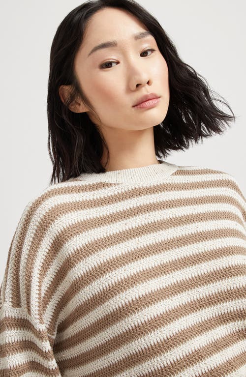 Brunello Cucinelli Cotton-blend Stripe Sweater In Neutral