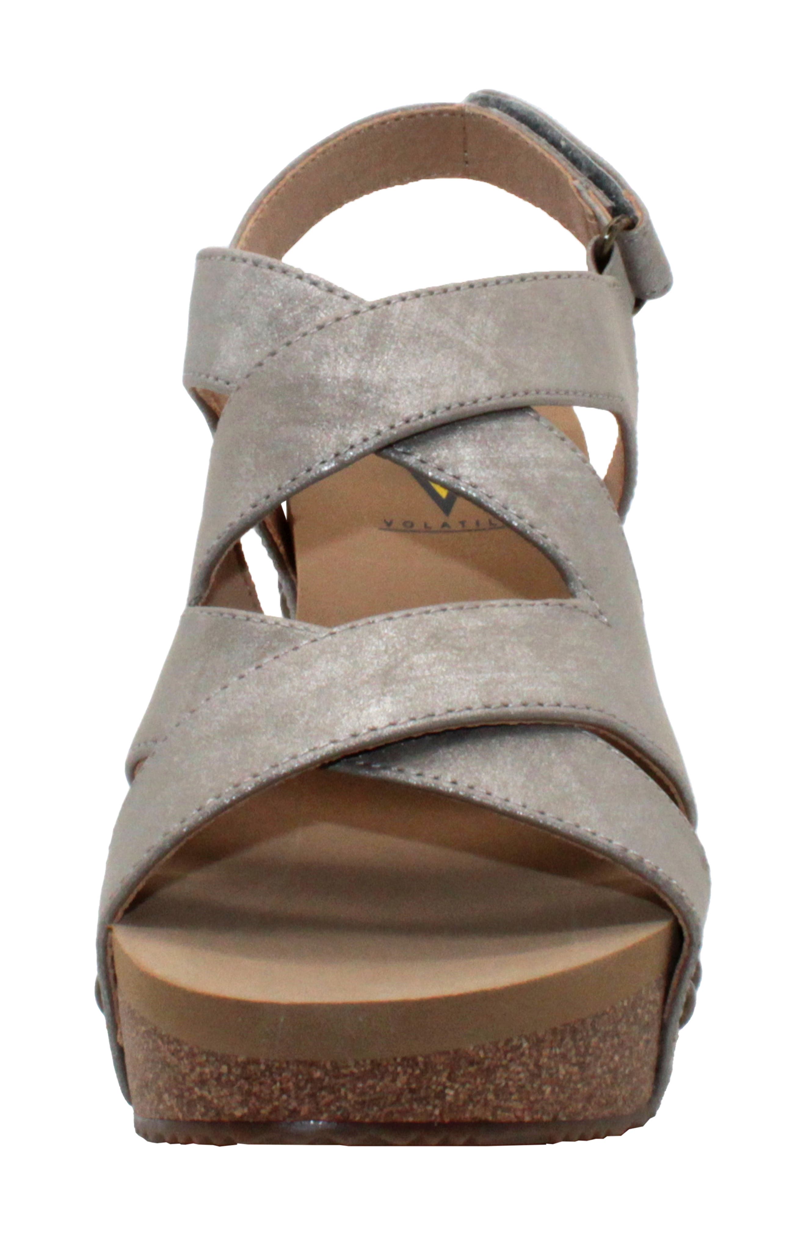 Volatile Tory Crisscross Wedge Sandal, Alternate, color, Bronze