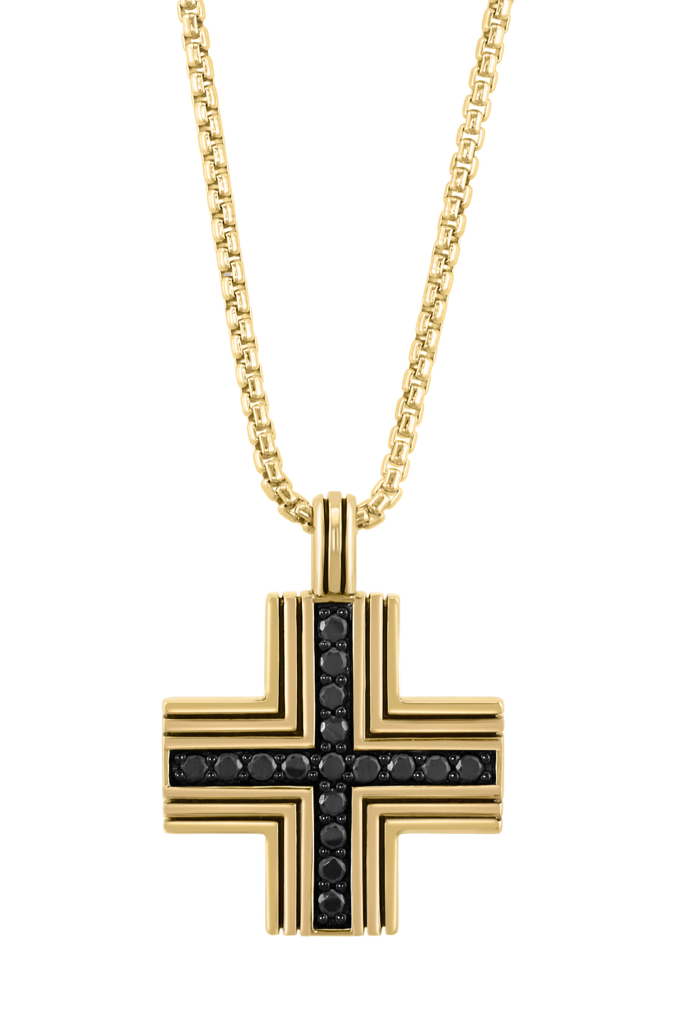 EFFY Black Spinel Cross Pendant Necklace