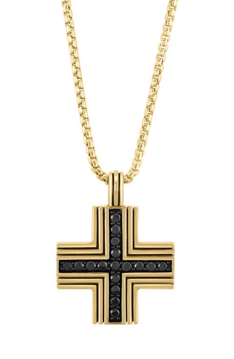 Black Spinel Cross Pendant Necklace