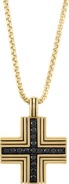EFFY Black Spinel Cross Pendant Necklace