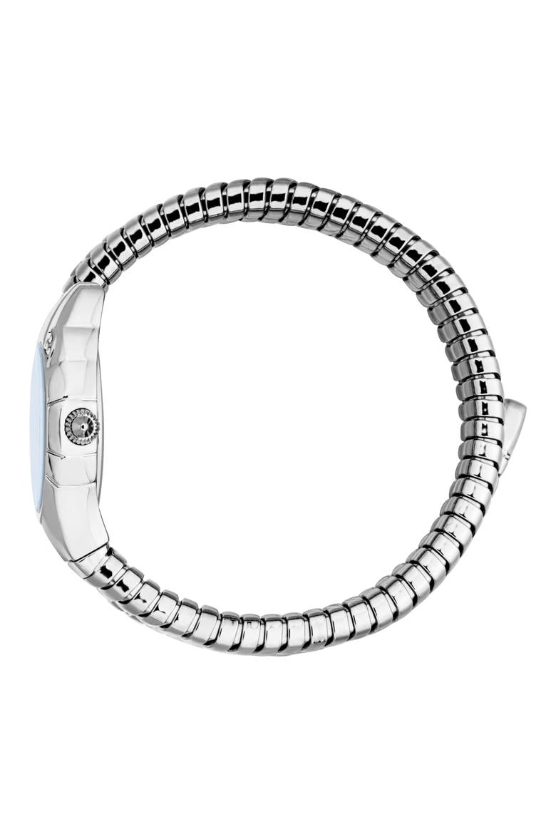 Snake Amanta Wraparound Silvertone Bracelet Watch, 22.5mm x 32.5mm, Alternate, color, BLUE/ SILVER