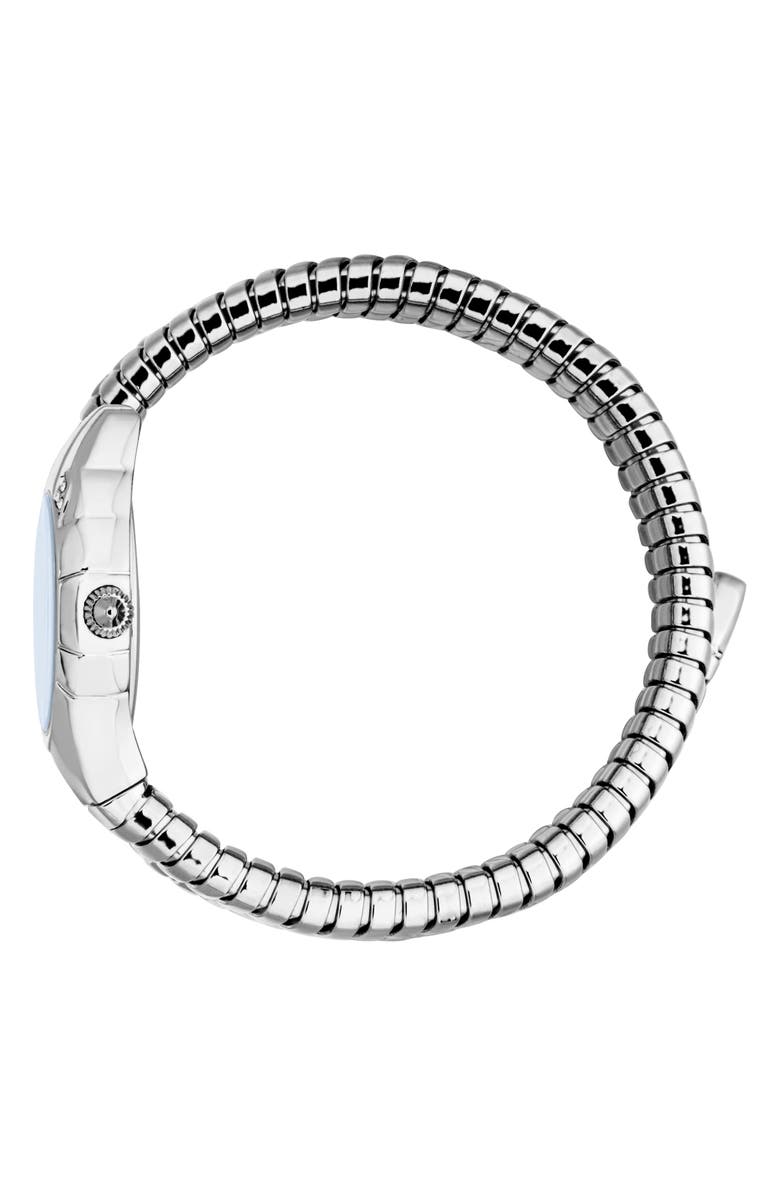 Just Cavalli Snake Amanta Wraparound Silvertone Bracelet Watch, 22.5mm x 32.5mm, Alternate, color, Blue/ Silver