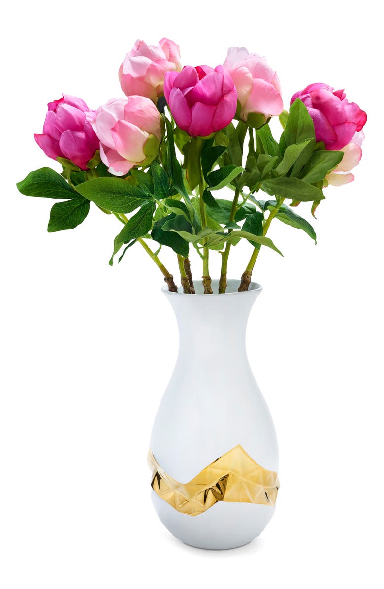 ANNA New York Talianna Oro Vase, Alternate, color, White And Gold