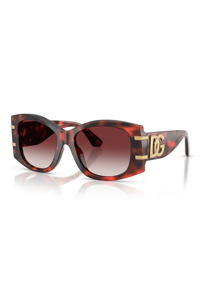 54mm Gradient Butterfly Sunglasses, Alternate, color, RED HAVANA / DARK BRANDY