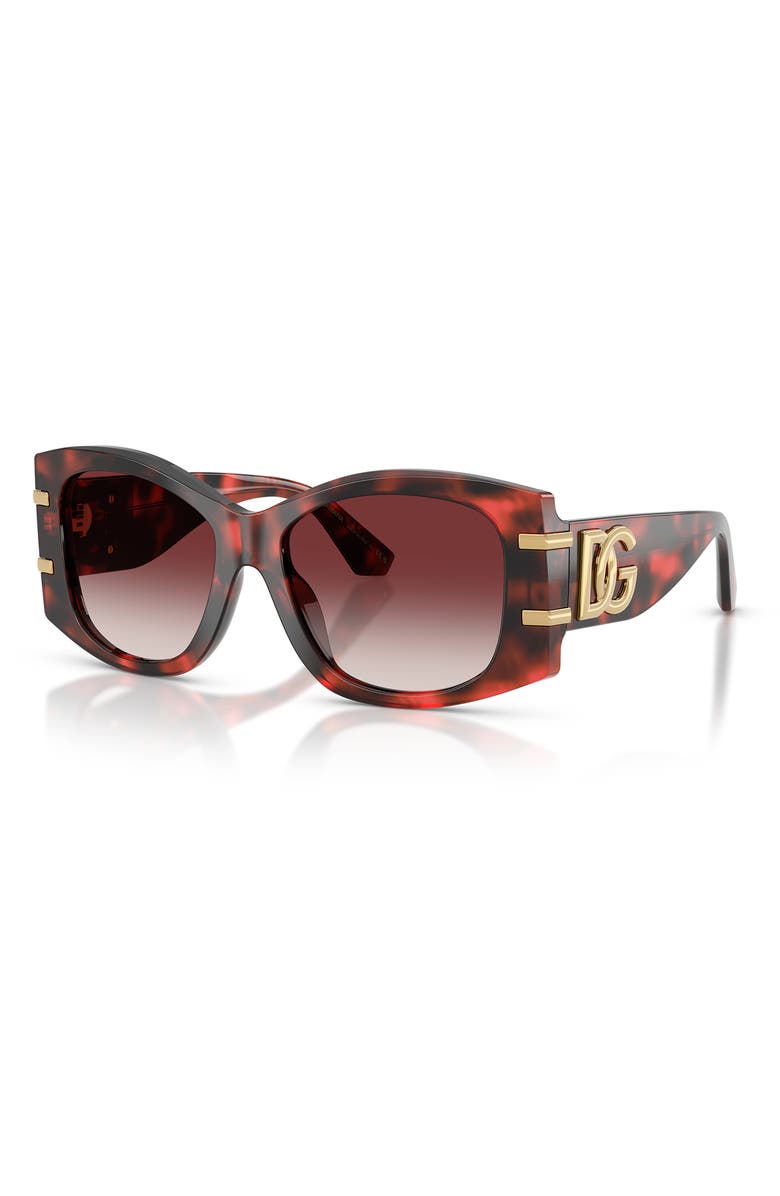 Dolce&Gabbana 54mm Gradient Butterfly Sunglasses, Alternate, color, Red Havana / Dark Brandy