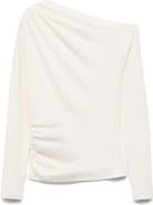 MANGO Ruched Asymmetric Stretch Cotton & Modal Top