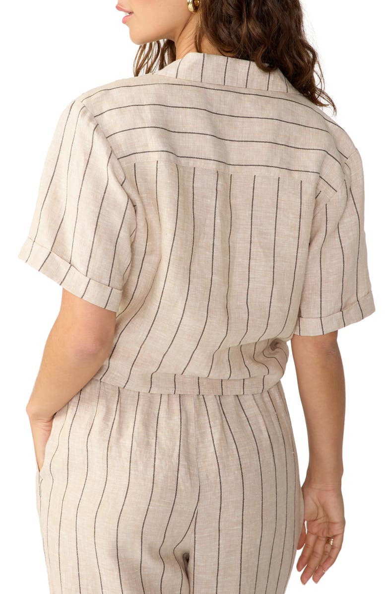 Sanctuary Ocean Stripe Button-Up Shirt, Alternate, color, 