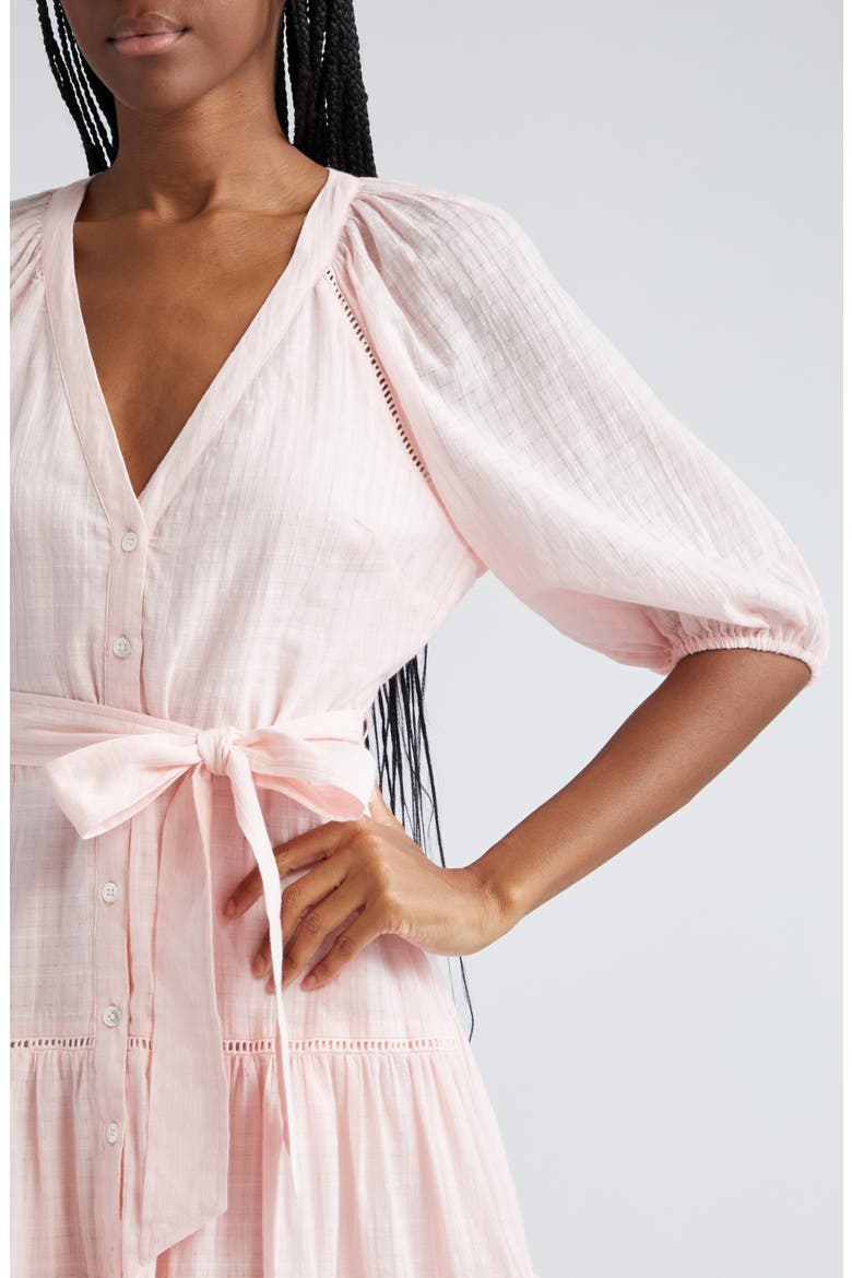 Dewey Tiered Cotton Button-Up Dress, Alternate, color, PINK HAZE