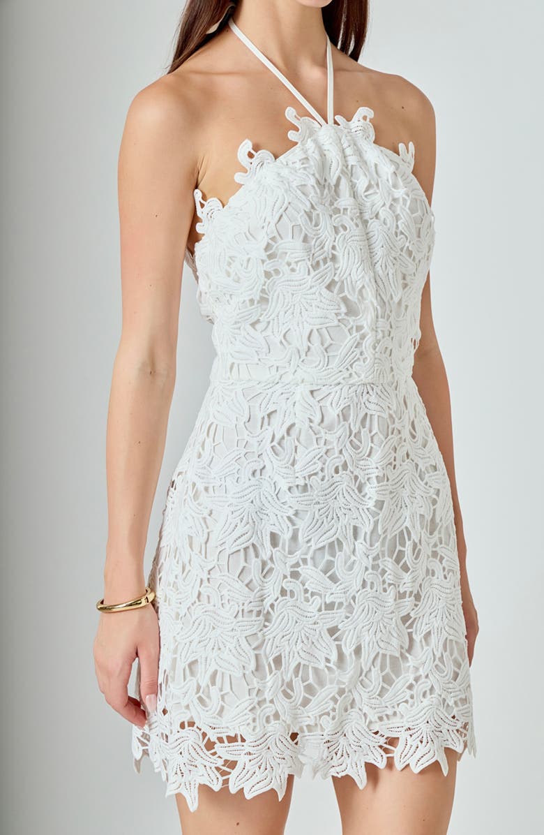 Endless Rose Halter Neck Guipure Lace Minidress, Alternate, color,