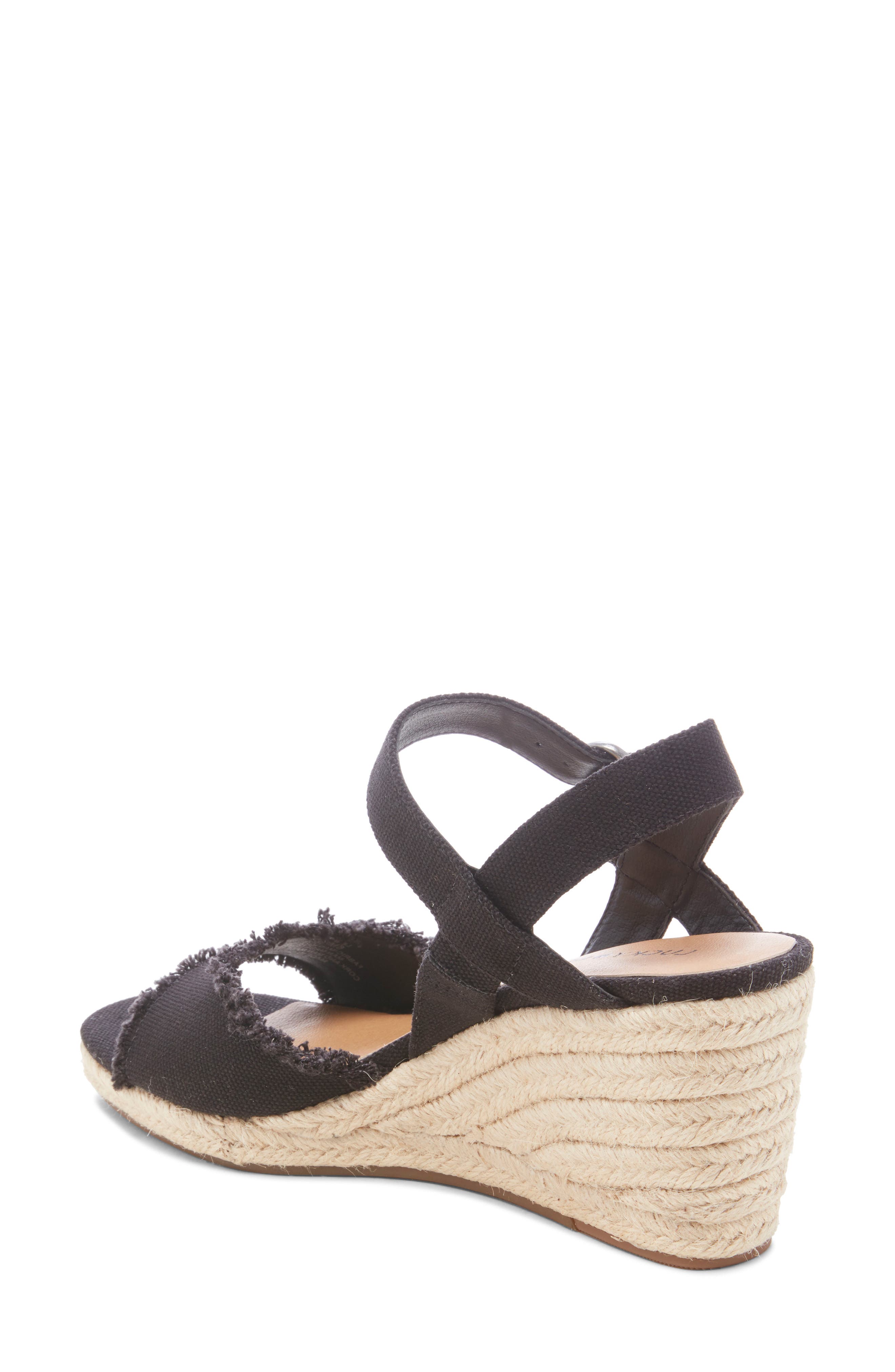 Lucky Brand Mindra Espadrille Wedge Sandal, Alternate, color, Black Fabric