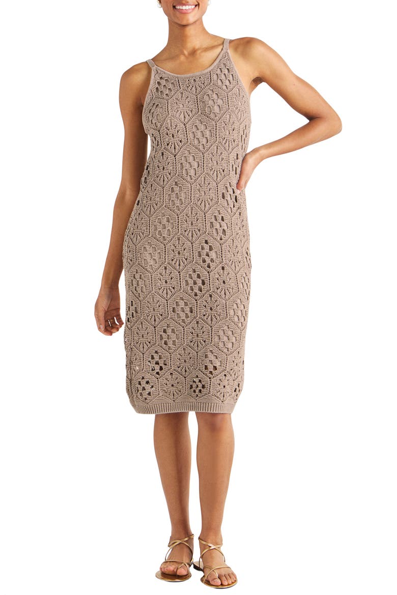 Eden Open Stitch Cotton Sweater Dress, Main, color, RATTAN