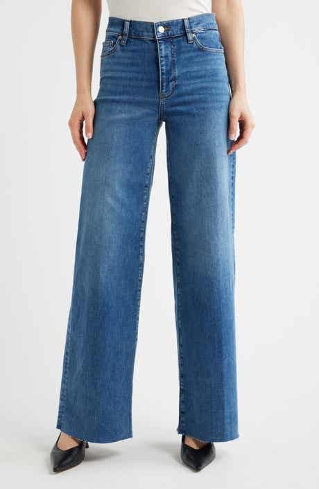Le Slim High Waist Raw Hem Palazzo Jeans