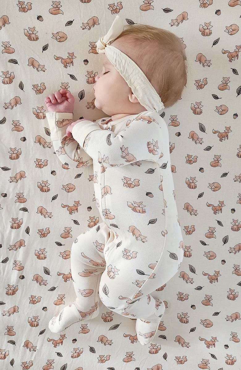 L'ovedbaby Organic Cotton Two-Way Zip Footie, Alternate, color, Foxy