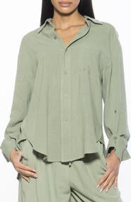 Alexia Admor Amber Oversize Linen & Cotton Button-Up Shirt
