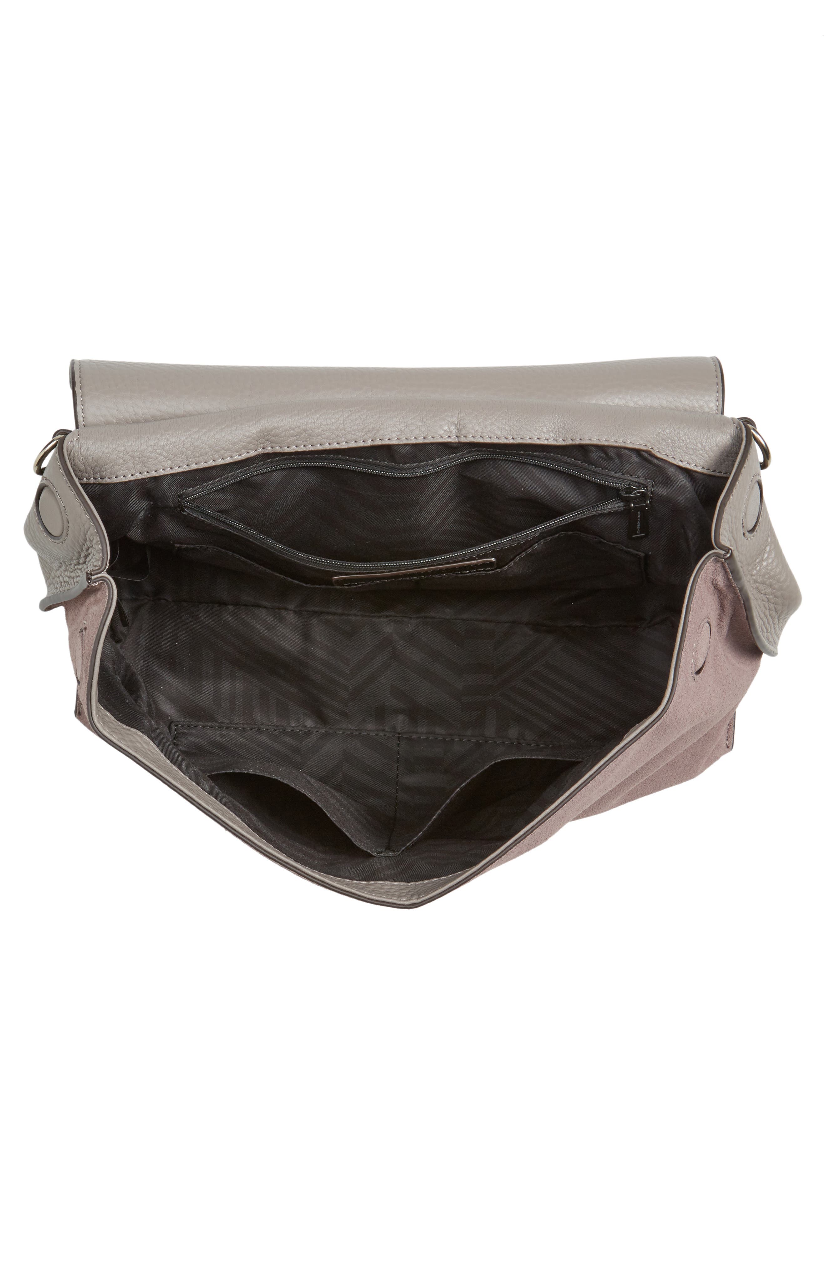 Rebecca Minkoff Medium Keith Suede & Leather Satchel, Alternate, color, Grey