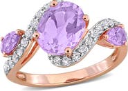 Julianna B. Gemstone & White Topaz 3-Stone Swirl Ring