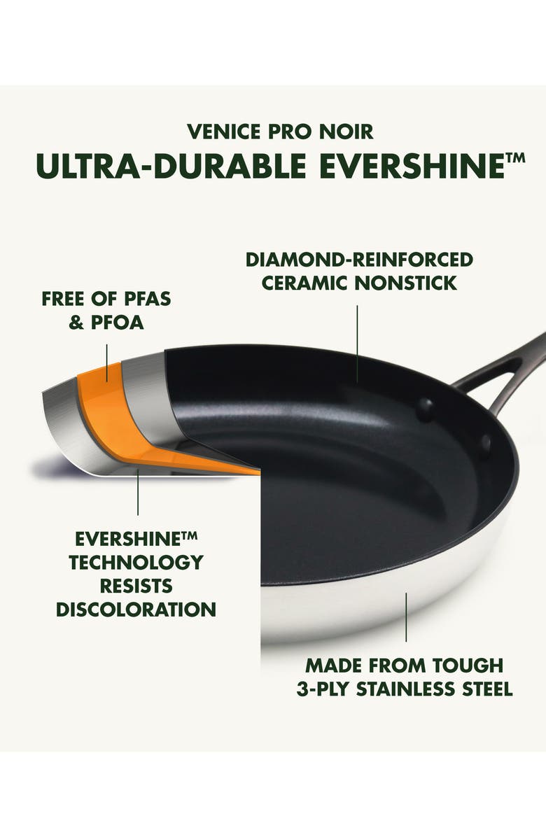 GreenPan Venice Pro Noir 8-Inch Stainless Steel Ceramic Nonstick Frying Pan, Alternate, color, 