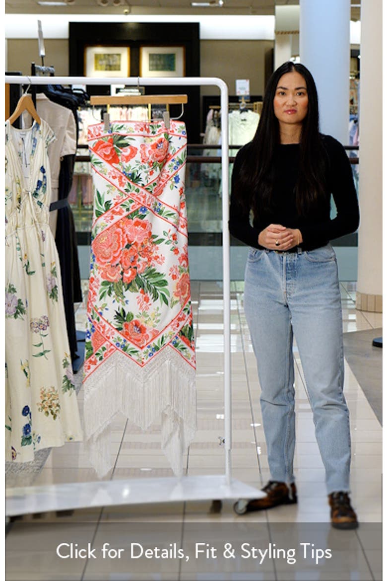 Scarf Print Fringe Detail Strapless Cocktail Midi Dress video