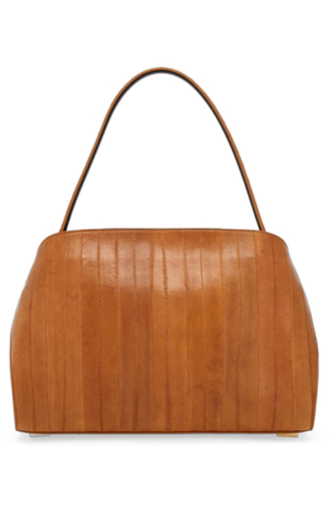 FERRAGAMO Small Hug Eelskin Leather Shoulder Bag, Alternate, color, Beige/ Testa Di Moro