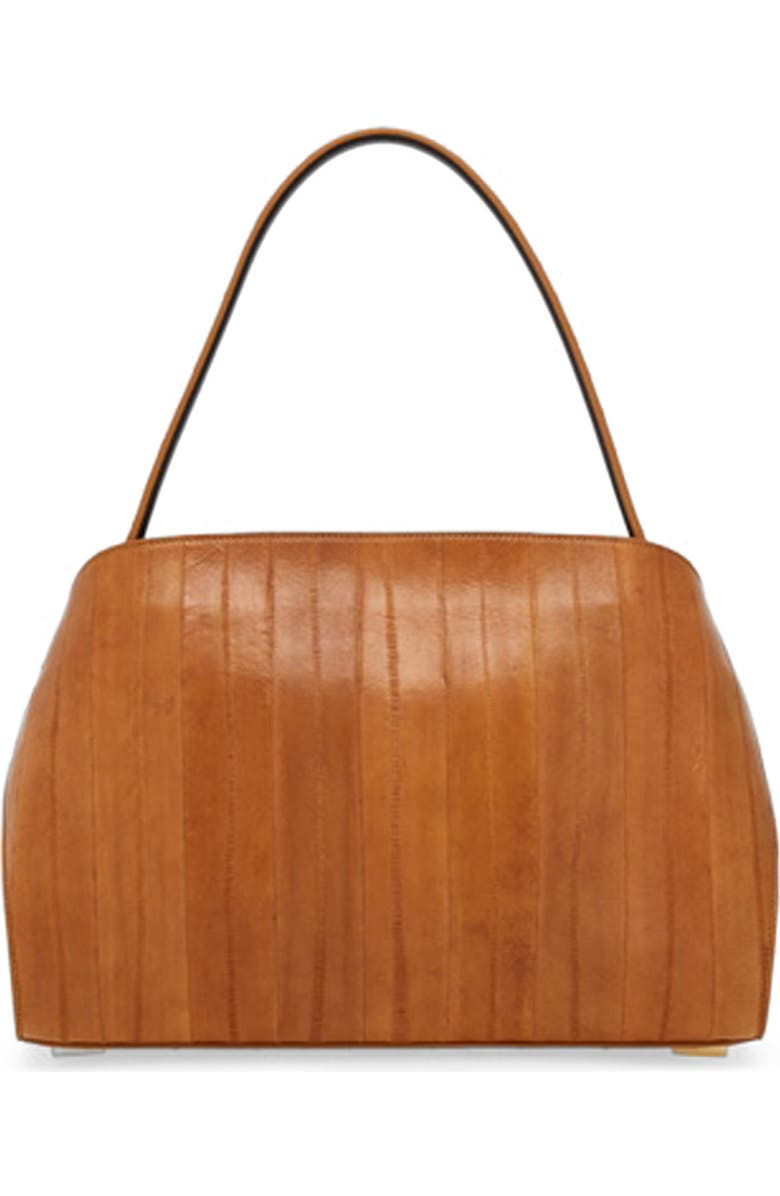 FERRAGAMO Small Hug Eelskin Leather Shoulder Bag, Alternate, color, Beige/ Testa Di Moro