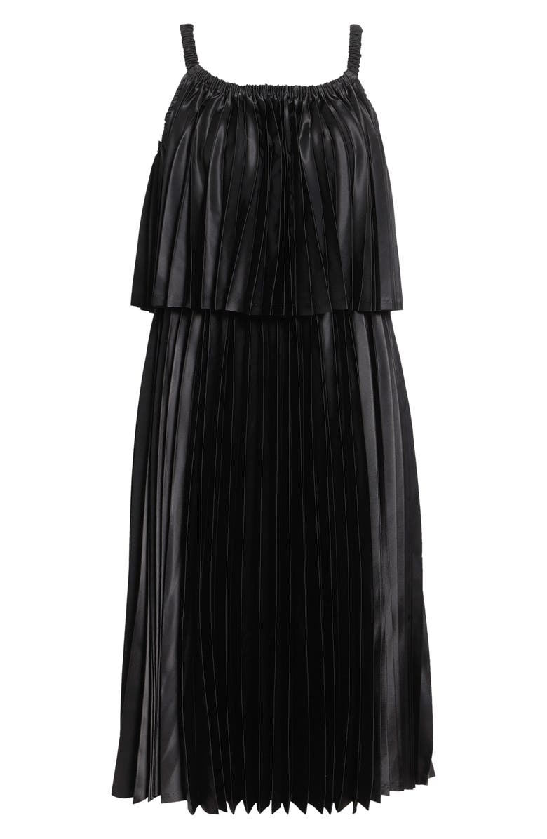 Noir Kei Ninomiya Pleated Satin Midi Dress, Main, color, Black