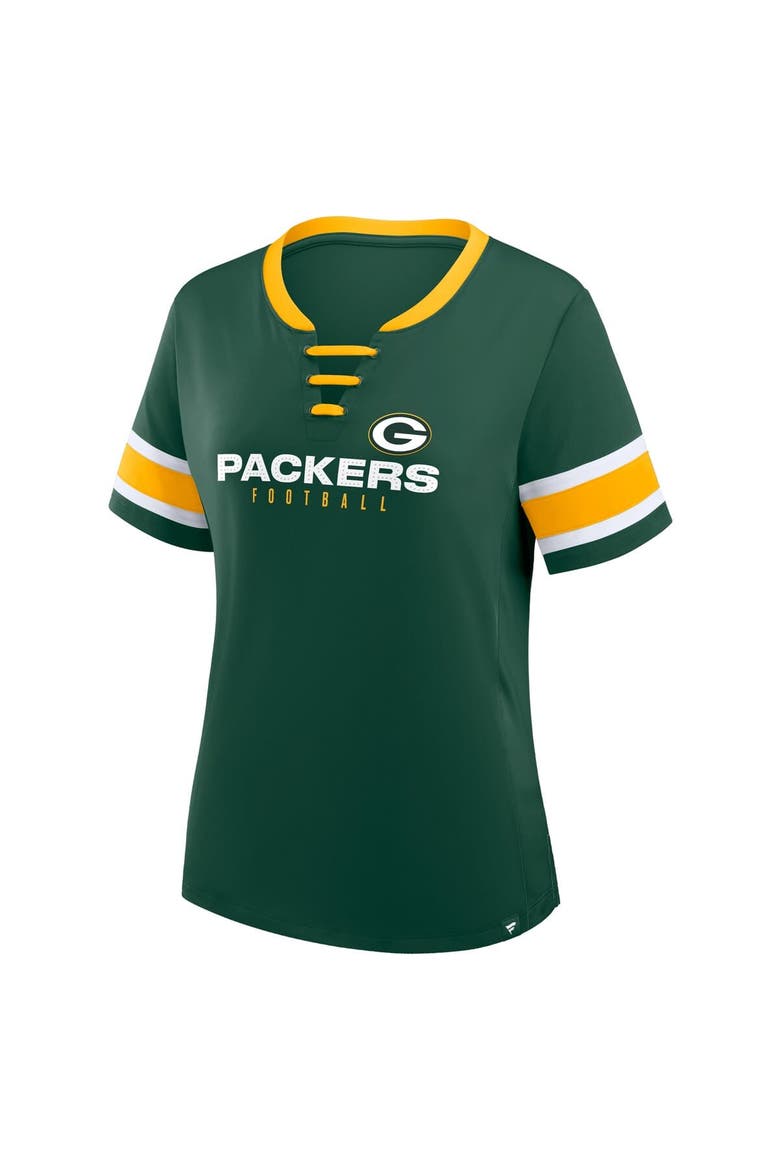 Women's Fanatics Green Green Bay Packers Redzone Draw Play Athena Lace-Up T-Shirt, Alternate, color, Green