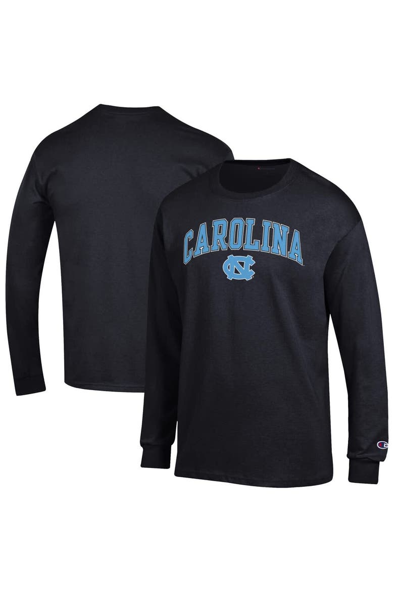 Men's Champion  Black North Carolina Tar Heels Arch Over Logo Long Sleeve T-Shirt, Main, color, Black