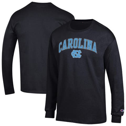 Men's Champion  Black North Carolina Tar Heels Arch Over Logo Long Sleeve T-Shirt