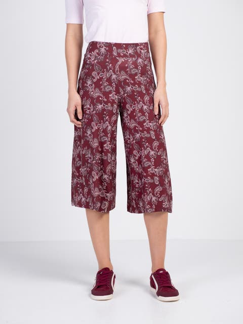 High-Waist Printed Culotte Trousers