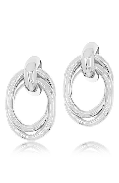Shymi Twisted Oval Drop Earrings In Silver