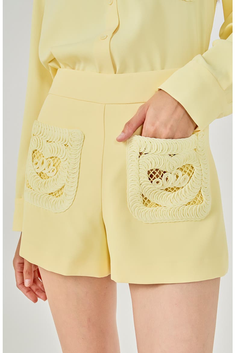 Mesh Pocket A-Line Shorts, Alternate, color, LIGHT YELLOW