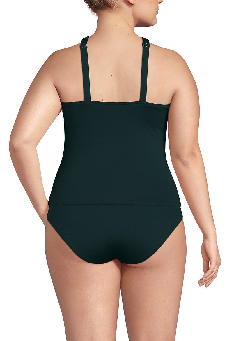 Plus Size Criss Cross Halter Tankini Top, Alternate, color, Deep Balsam